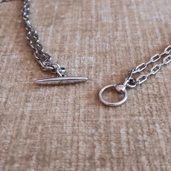 Vintage Liz Claiborne Two Strand Silver Tone Chain Clear Crystal Necklace - Picture 8 of 11